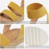 DREAM PAIRS Women’s Open Toe Elastic Ankle Strap Casual Flatform Platform Wedges Sandals(Yellow)