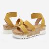 DREAM PAIRS Women’s Open Toe Elastic Ankle Strap Casual Flatform Platform Wedges Sandals(Yellow)