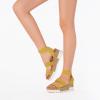 DREAM PAIRS Women’s Open Toe Elastic Ankle Strap Casual Flatform Platform Wedges Sandals(Yellow)