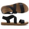 DREAM PAIRS Women’s Open Toe Elastic Ankle Strap Flat Summer Sandals,Size 8,Black,ELENA-2