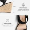 DREAM PAIRS Womens Open Toe Espadrilles Dressy Platform Sandals Slip on Elastic Ankle Strap Wedges Sandals(Black-pu)