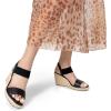 DREAM PAIRS Womens Open Toe Espadrilles Dressy Platform Sandals Slip on Elastic Ankle Strap Wedges Sandals(Black-pu)