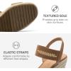 DREAM PAIRS Womens Open Toe Espadrilles Dressy Platform Sandals Slip on Elastic Ankle Strap Wedges Sandals(Camel)