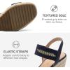 DREAM PAIRS Womens Open Toe Espadrilles Dressy Platform Sandals Slip on Elastic Ankle Strap Wedges Sandals(Navy)