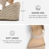 DREAM PAIRS Womens Open Toe Espadrilles Dressy Platform Sandals Slip on Elastic Ankle Strap Wedges Sandals(Nude)