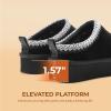 DREAM PAIRS Women’s Platform Slippers Genuine Suede Slip-on Warm FuzzyEasy Autumn Winter Fluffy Comfy Furry Shoes for Outdoor Indoor(Black)