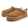 DREAM PAIRS Women’s Platform Slippers Genuine Suede Slip-on Warm FuzzyEasy Autumn Winter Fluffy Comfy Furry Shoes for Outdoor Indoor(Chestnut)