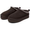 DREAM PAIRS Women’s Platform Slippers Genuine Suede Slip-on Warm FuzzyEasy Autumn Winter Fluffy Comfy Furry Shoes for Outdoor Indoor(Dark Brown)