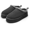 DREAM PAIRS Women’s Platform Slippers Genuine Suede Slip-on Warm FuzzyEasy Autumn Winter Fluffy Comfy Furry Shoes for Outdoor Indoor(Grey)