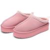 DREAM PAIRS Women’s Platform Slippers Genuine Suede Slip-on Warm FuzzyEasy Autumn Winter Fluffy Comfy Furry Shoes for Outdoor Indoor(Pink)