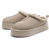 DREAM PAIRS Women’s Platform Slippers Genuine Suede Slip-on Warm FuzzyEasy Autumn Winter Fluffy Comfy Furry Shoes for Outdoor Indoor(Sand)
