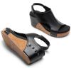 DREAM PAIRS Women’s Platform Wedge Sandals, Comfortable Peep-Toe Cork Casual & Dressy Summer Lightweight Shoes for All Day Wear(Black)