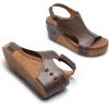 DREAM PAIRS Women’s Platform Wedge Sandals, Comfortable Peep-Toe Cork Casual & Dressy Summer Lightweight Shoes for All Day Wear(Brown)