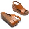 DREAM PAIRS Women’s Platform Wedge Sandals, Comfortable Peep-Toe Cork Casual & Dressy Summer Lightweight Shoes for All Day Wear(Tan)