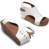 DREAM PAIRS Women’s Platform Wedge Sandals, Comfortable Peep-Toe Cork Casual & Dressy Summer Lightweight Shoes for All Day Wear(White)