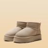 DREAM PAIRS Women’s Platform Winter Snow Boots Genuine Suede, Water Resistant Mini Ankle Boots Stable Lightweight Booties Anti-Slip with Memory Foam Outdoor Fuzzy(Sand)