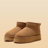 DREAM PAIRS Women’s Platform Winter Snow Boots Genuine Suede, Water Resistant Mini Ankle Boots Stable Lightweight Booties Anti-Slip with Memory Foam Outdoor Fuzzy(Chestnut)
