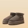 DREAM PAIRS Women’s Platform Winter Snow Boots Genuine Suede, Water Resistant Mini Ankle Boots Stable Lightweight Booties Anti-Slip with Memory Foam Outdoor Fuzzy(Taupe)