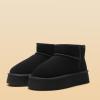 DREAM PAIRS Women’s Platform Winter Snow Boots Genuine Suede, Water Resistant Mini Ankle Boots Stable Lightweight Booties Anti-Slip with Memory Foam Outdoor Fuzzy(Black)