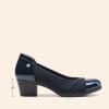 DREAM PAIRS Women’s Pumps Low Chunky Block Closed Toe Shoes Work Comfortable Heels Round Toe Dress(Navy)