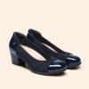DREAM PAIRS Women’s Pumps Low Chunky Block Closed Toe Shoes Work Comfortable Heels Round Toe Dress(Navy)