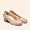 DREAM PAIRS Women’s Pumps Low Chunky Block Closed Toe Shoes Work Comfortable Heels Round Toe Dress(Nude)