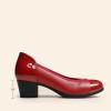 DREAM PAIRS Women’s Pumps Low Chunky Block Closed Toe Shoes Work Comfortable Heels Round Toe Dress(Red)