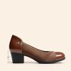 DREAM PAIRS Women’s Pumps Low Chunky Block Closed Toe Shoes Work Comfortable Heels Round Toe Dress(Tan)