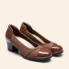 DREAM PAIRS Women’s Pumps Low Chunky Block Closed Toe Shoes Work Comfortable Heels Round Toe Dress(Tan)