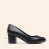 DREAM PAIRS Women’s Pumps Low Chunky Block Heel Dress Shoes Closed Round Toe Comfortable Heels(Black-pu)