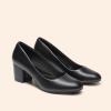 DREAM PAIRS Women’s Pumps Low Chunky Block Heel Dress Shoes Closed Round Toe Comfortable Heels(Black-pu)