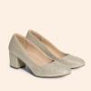 DREAM PAIRS Women’s Pumps Low Chunky Block Heel Dress Shoes Closed Round Toe Comfortable Heels(Gold)