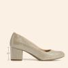 DREAM PAIRS Women’s Pumps Low Chunky Block Heel Dress Shoes Closed Round Toe Comfortable Heels(Gold)