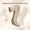 DREAM PAIRS Women’s Pumps Low Chunky Block Heel Dress Shoes Closed Round Toe Comfortable Heels(Gold)