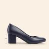 DREAM PAIRS Women’s Pumps Low Chunky Block Heel Dress Shoes Closed Round Toe Comfortable Heels(Navy-pu)