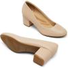 DREAM PAIRS Women’s Pumps Low Chunky Block Heel Dress Shoes Closed Round Toe Comfortable Heels(Nude-pu)