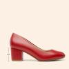 DREAM PAIRS Women’s Pumps Low Chunky Block Heel Dress Shoes Closed Round Toe Comfortable Heels(Red-pu)