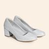 DREAM PAIRS Women’s Pumps Low Chunky Block Heel Dress Shoes Closed Round Toe Comfortable Heels(Silver)