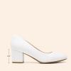 DREAM PAIRS Women’s Pumps Low Chunky Block Heel Dress Shoes Closed Round Toe Comfortable Heels(White-pu)
