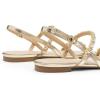 DREAM PAIRS Women’s Rhinestone Sandals Open Toe Casual Dressy Sparkly Comfortable Flat Summer Shoes(Gold)