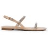 DREAM PAIRS Women’s Rhinestone Sandals Open Toe Casual Dressy Sparkly Comfortable Flat Summer Shoes(Nude)