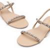 DREAM PAIRS Women’s Rhinestone Sandals Open Toe Casual Dressy Sparkly Comfortable Flat Summer Shoes(Nude)