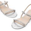 DREAM PAIRS Women’s Rhinestone Sandals Open Toe Casual Dressy Sparkly Comfortable Flat Summer Shoes(Silver)