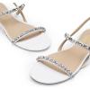 DREAM PAIRS Women’s Rhinestone Sandals Open Toe Casual Dressy Sparkly Comfortable Flat Summer Shoes(White)