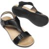 DREAM PAIRS Womens Sandals Arch Support T-Strap Orthopedic Flat Sandals Comfortable Summer Shoes(Black)