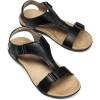 DREAM PAIRS Womens Sandals Arch Support T-Strap Orthopedic Flat Sandals Comfortable Summer Shoes(Black)
