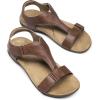 DREAM PAIRS Womens Sandals Arch Support T-Strap Orthopedic Flat Sandals Comfortable Summer Shoes(Brown)