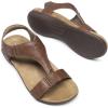 DREAM PAIRS Womens Sandals Arch Support T-Strap Orthopedic Flat Sandals Comfortable Summer Shoes(Brown)