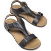 DREAM PAIRS Womens Sandals Arch Support T-Strap Orthopedic Flat Sandals Comfortable Summer Shoes(Grey)
