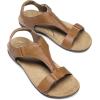 DREAM PAIRS Womens Sandals Arch Support T-Strap Orthopedic Flat Sandals Comfortable Summer Shoes(Tan)